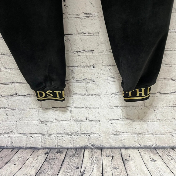 8IGHTH DSTRKT Mens Black Joggers Gold Trim Royal Angel Down Leg Size XL - Picture 2 of 13